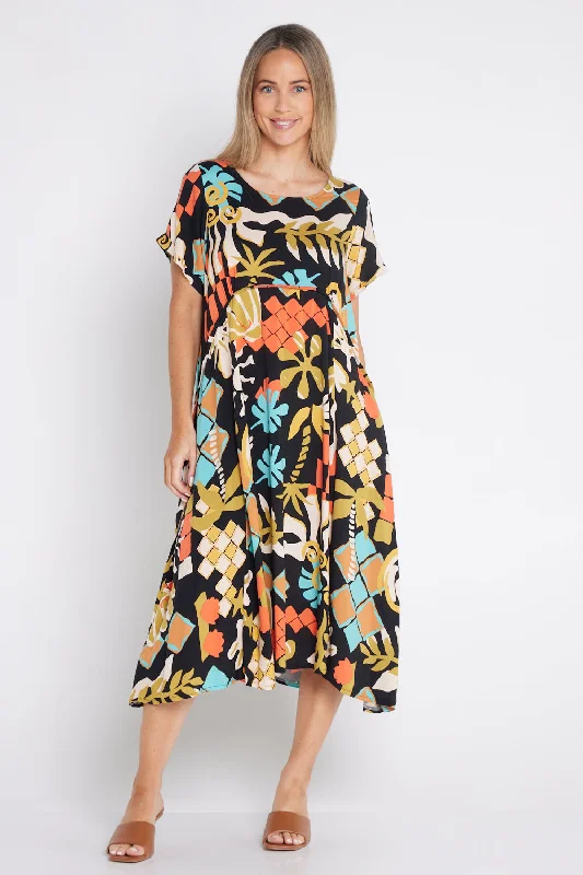 Chic And Trendy Bettani Dress - Black/Beach Floral