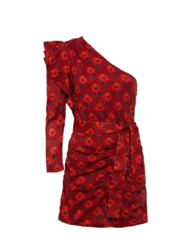 Classic Timeless Elegant Style Adine Mini Dress In Red Blossom