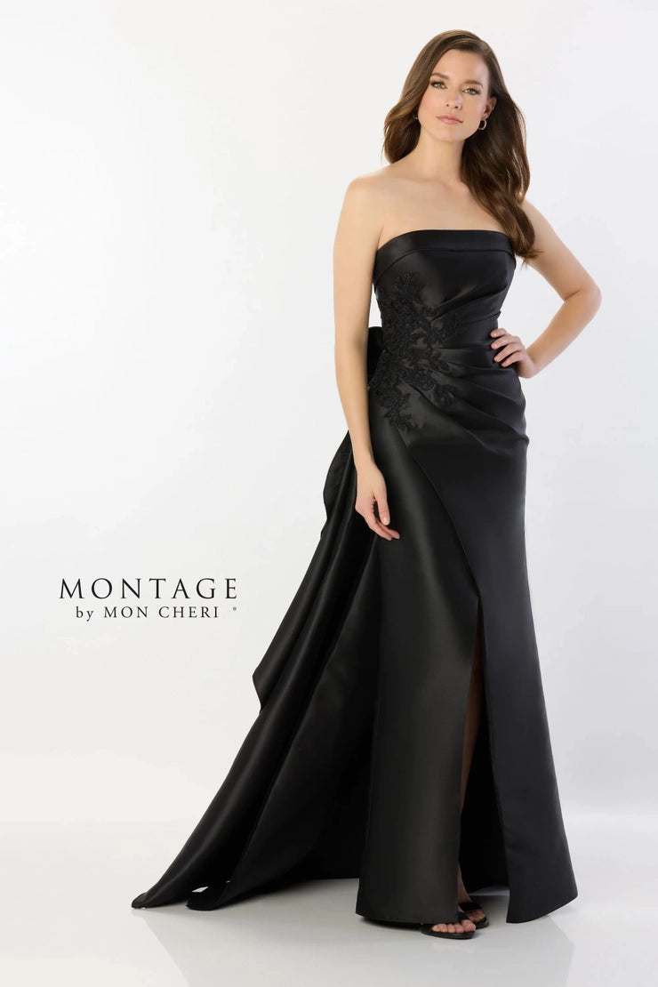 Chic Sophistication Montage M2235 Strapless Cuff with Rouch Gown | Black