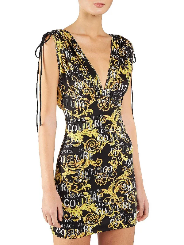 Parisian Effortless Chic Style J. Organzino Womens Printed Short Mini Dress