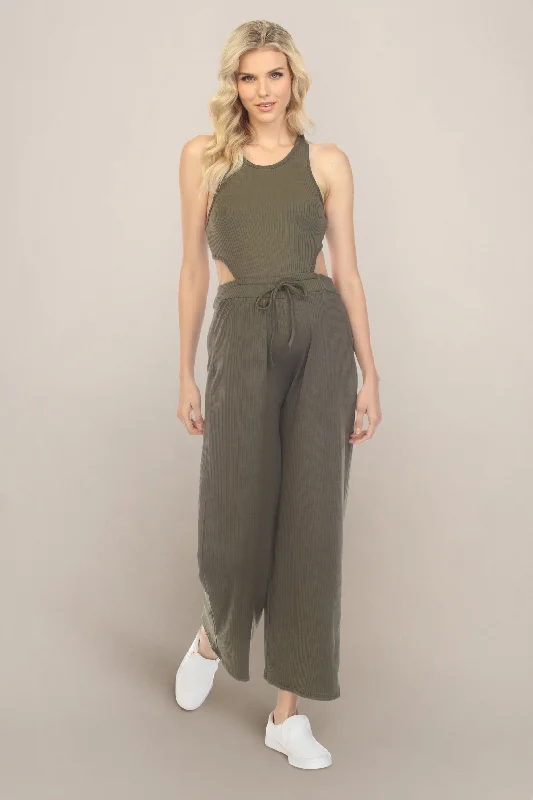 Forward Trendsetter Olive Green Racer Cut Maternity Jumpsuit