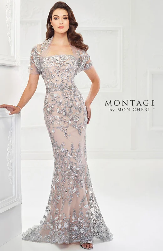 Luxe Layering Mon Cheri 118961 Strapless Tulle and Beaded Lace Gown