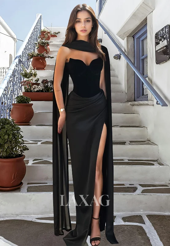 Vintage-Inspired Garments Fashion Sale Off-Shoulder Sleeveless Pleated Evening Gowns Sweetheart Floor-Length High Slit Fitted Prom Dress