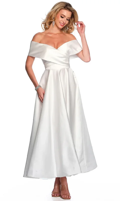 The Epitome Of Modern Women's Fashion Dave & Johnny Bridal 11370 - Tea Length Satin Bridal Dress