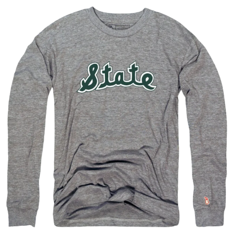 Style Versatile Women's Collection MSU 1979 "State" Script Long Sleeve T-shirt