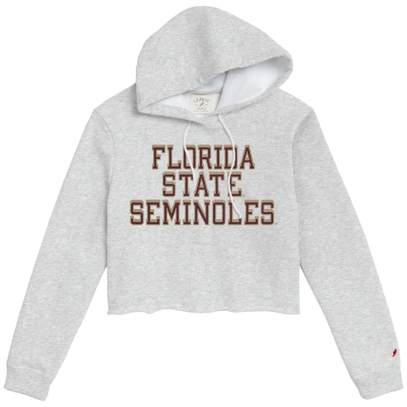 Elegant Details League Women's Florida State Seminoles Cropped Hood - Ash