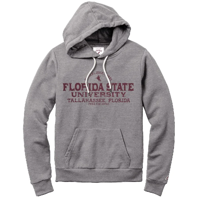 Day-To-Night Styles League Women's Florida State University/Unconquered Silhouette Design Tri-blend Hood - Fall Heather