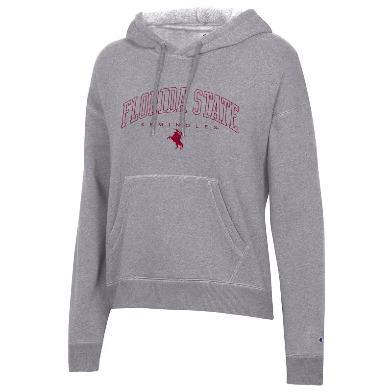 Valentine's Special Champion Women's Florida State Seminoles/Unconquered Silhouette Tri-blend Hoodie - Grey