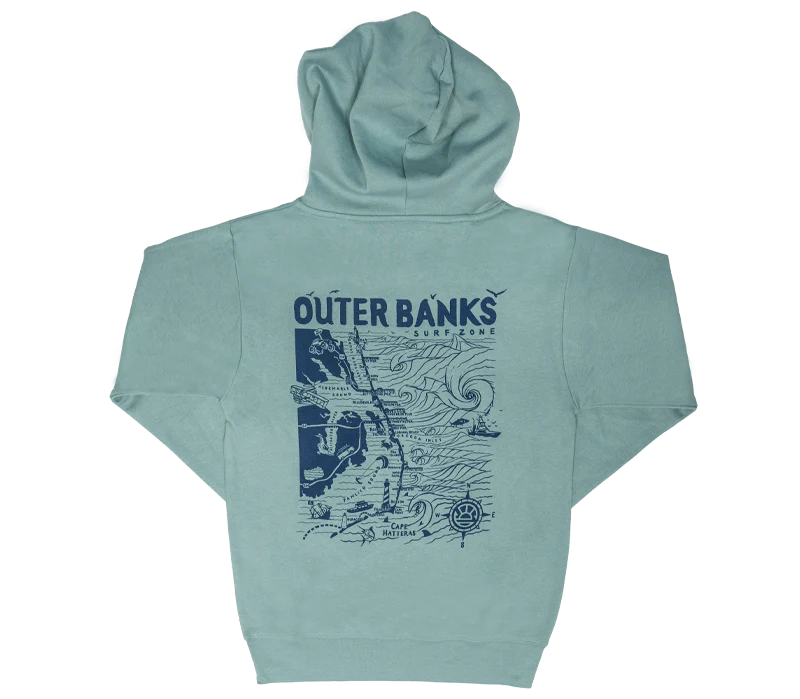 Chic & Cozy Collection REAL Outer Banks Map Wmn's Hooded Sweatshirt-Agave