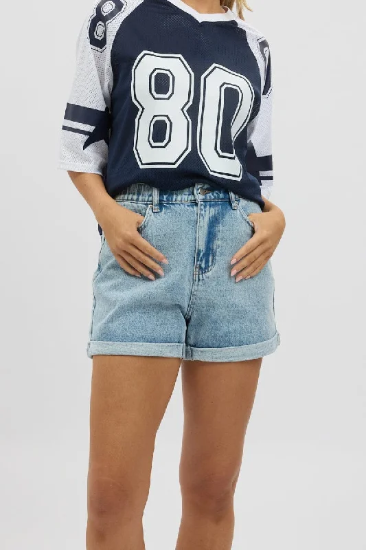 Seasonal Style Discounts Denim Relaxed Shorts Elastic Waist