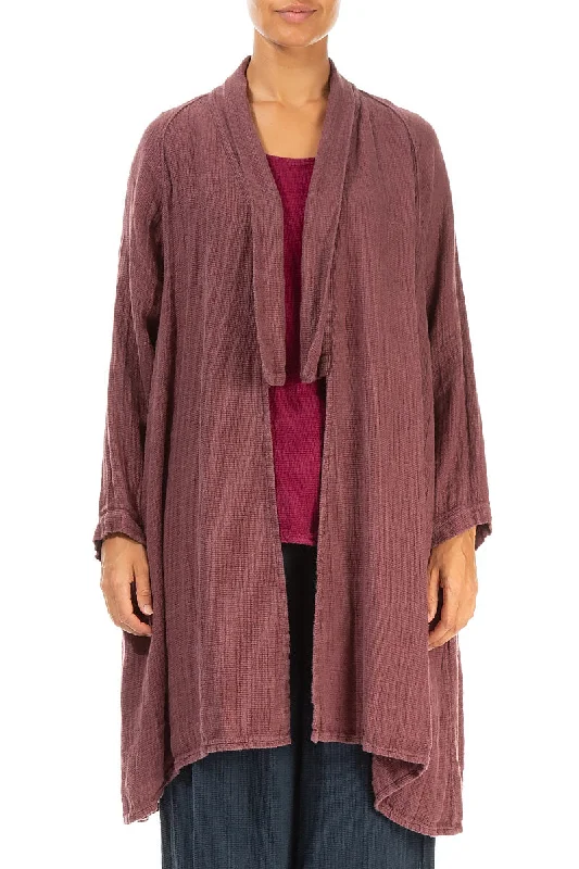 Style Breakthroughs Open Merlot Textured Linen Jacket