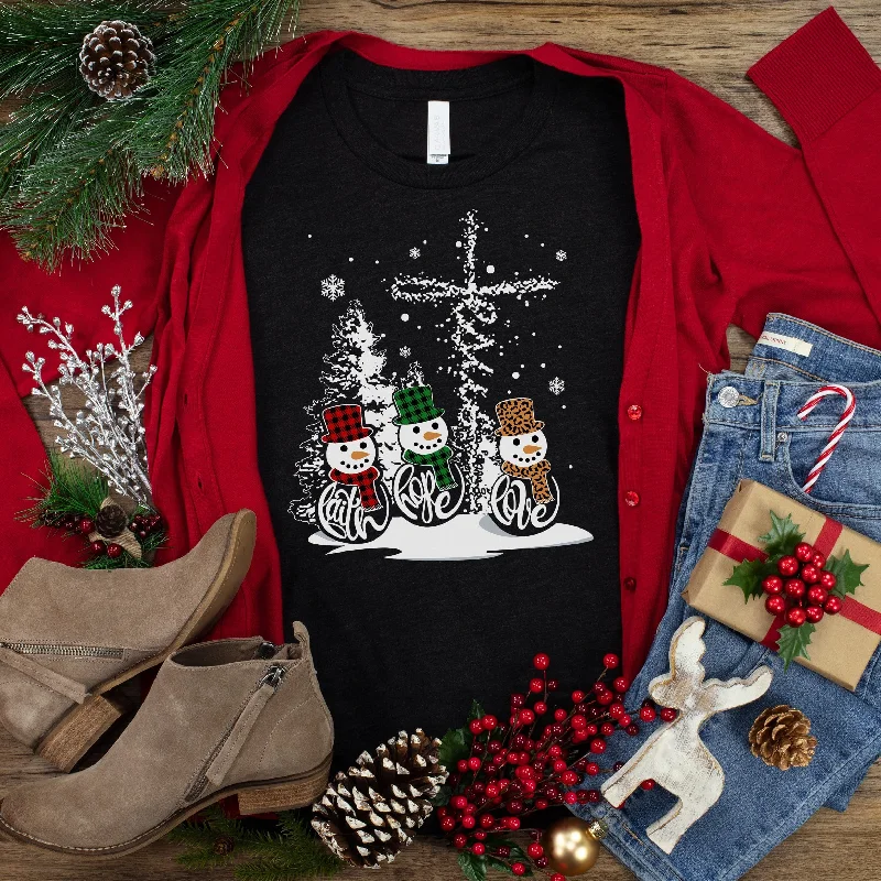 Hot Sale Faith Hope Love Snowmen Tee