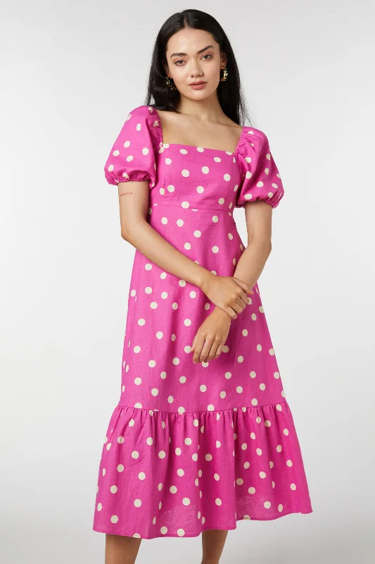 Forward Trendsetter Lucy Polka Dot Midi Dress