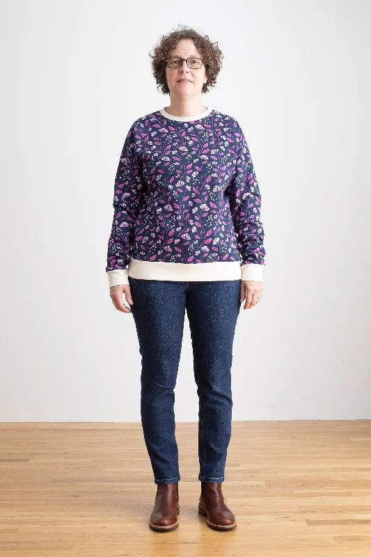 Get The Latest Trends Adult Sweatshirt - Flower Vines Night Sky & Orchid