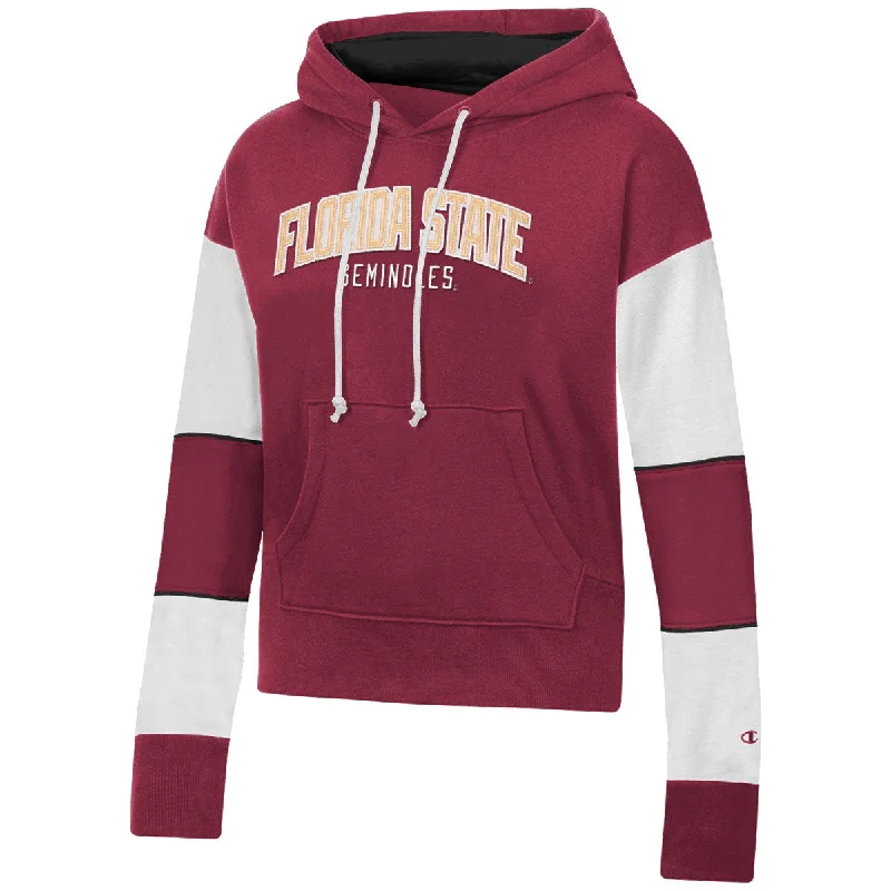 Everyday Glamour Champion Women's Florida State Seminoles Super Fan Hooded Sweat - Garnet/White