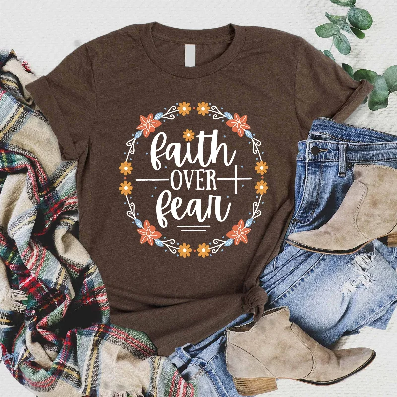 Limited Time Offers Faith Over Fear Flower Circle Tee