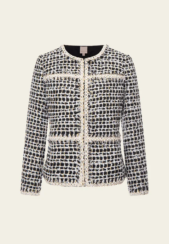 Fashion-Forward Structured Black-and-white Embellsihed Jacket