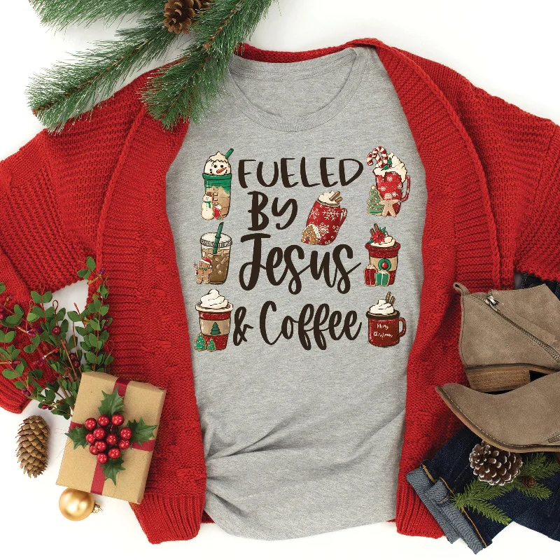 Vintage Retro Party Wear Jesus and Coffee Christmas Tee