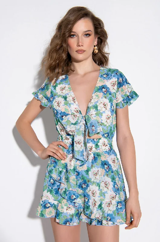 Dive Into Trendy Women's Fashion LINDA FLORAL ROMPER