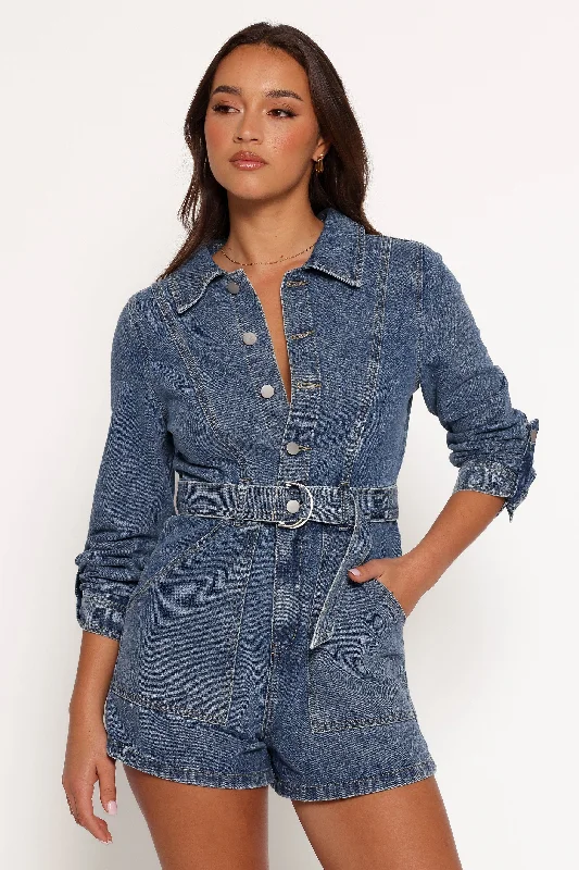 Flash Sale Fever Brady Denim Playsuit - Blue