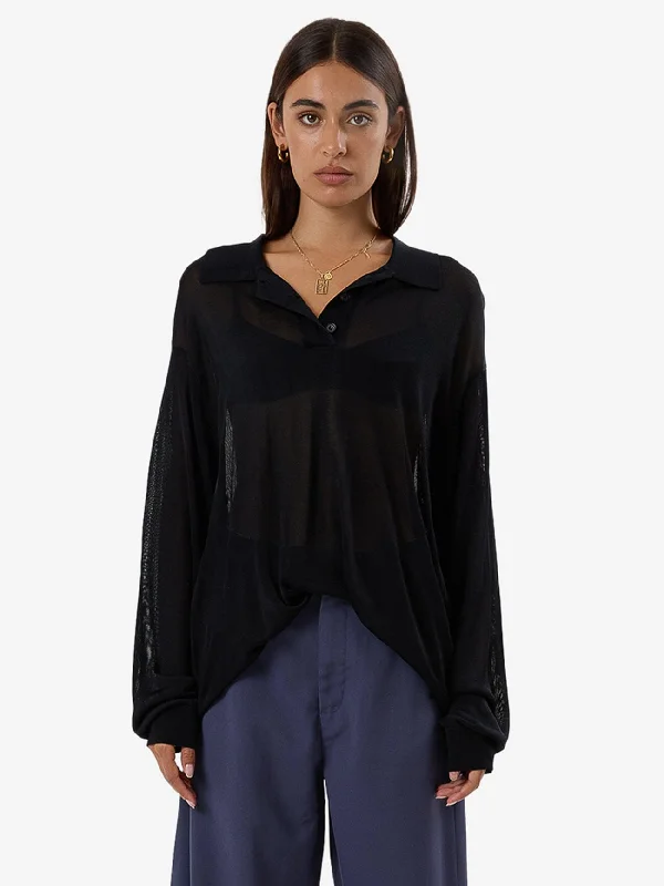 Effortless Comfort Anais Knit Polo - Black