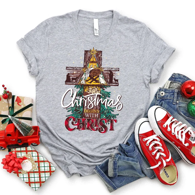 Fashion-Forward Style Christmas Begins WIth Christ Tee