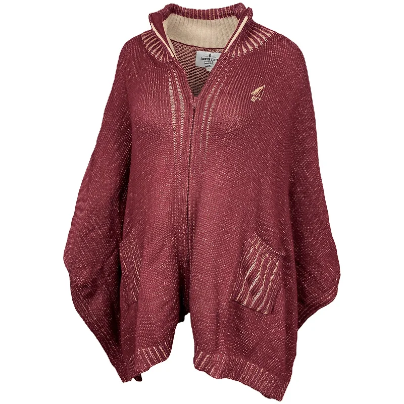 Mega Sale Emerson Street Women's Arrowhead Logo Cotton Knit Full-Zip Poncho - Garnet