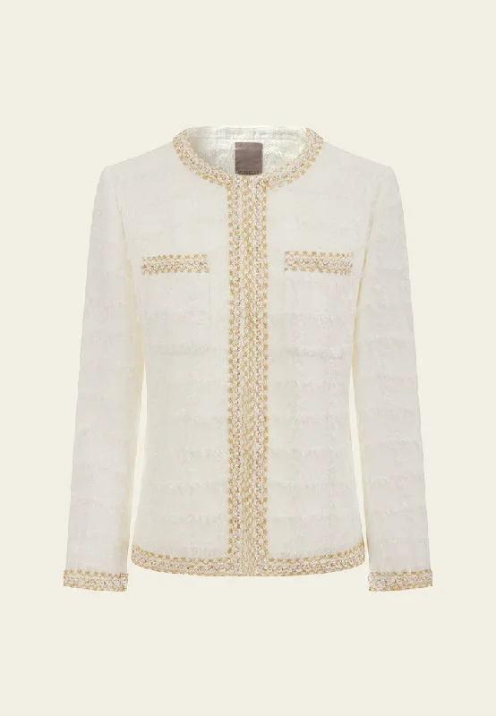 Best-Sellers Checked Frayed-detail Embellished-trim Patch-pocket Jacket