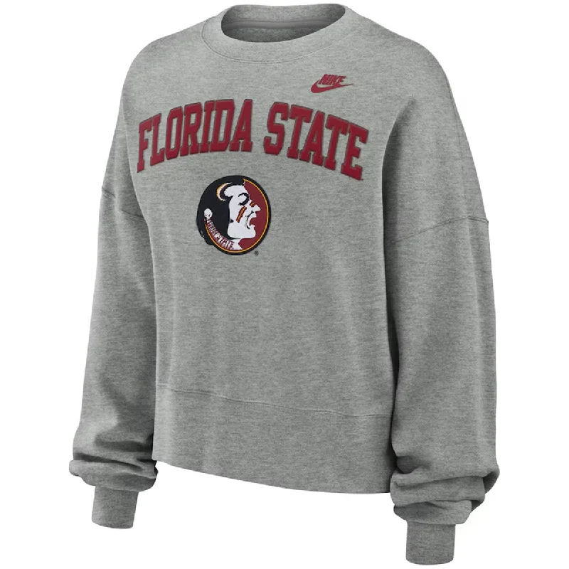 Trend Alert Nike Women's Vault Florida State/Seminole Logo Legacy Crew Fleece - Dark Grey Heather