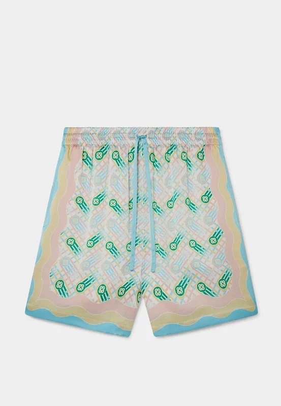 Fashion Sale Casablanca Silk Shorts With Drawstring Pink Multi