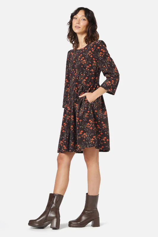 Exclusive Sale Mushrooms Sleeved Dress