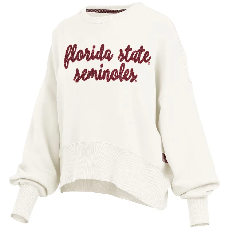 Casual Fashion Pressbox Women's Florida State Seminoles Dolman Crew Fleece - Ivory