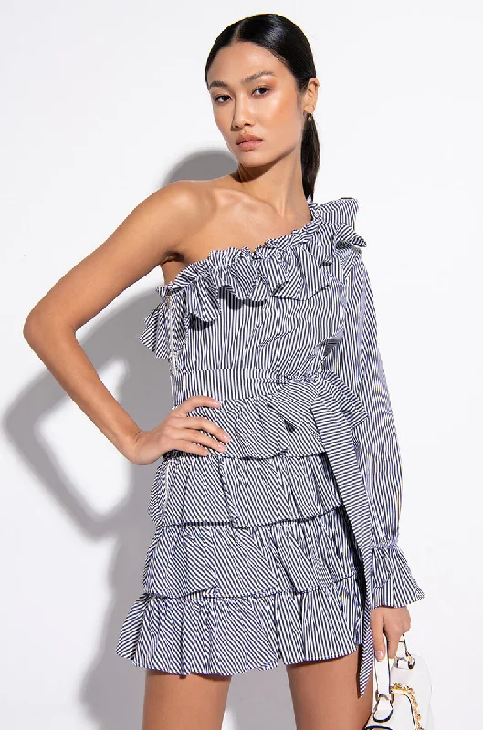 Runway Inspired Wear PICNIC VIBES POPLIN STRIPE ROMPER