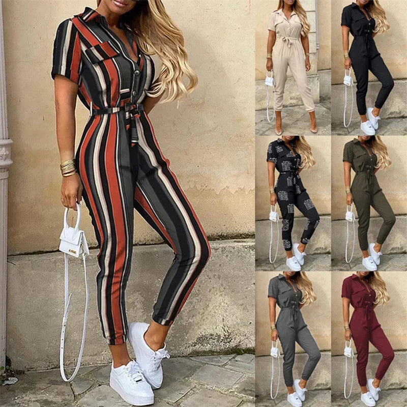 Dive Into Trendy Styles Women's Bodycon Slim Printed V Neck Fashion Designer Jumpsuits