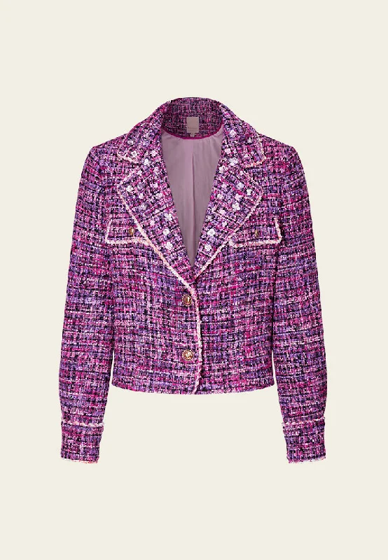 Graceful Movement Notch-lapel Puff-sleeve Cropped Jacket