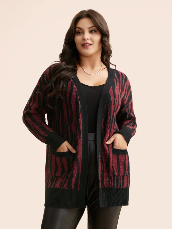 Get The Latest Trends Zebra Print Patched Pocket Cardigan