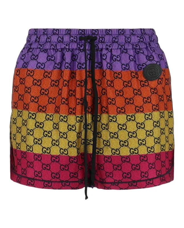 Vibrant Prints Silk Striped Shorts