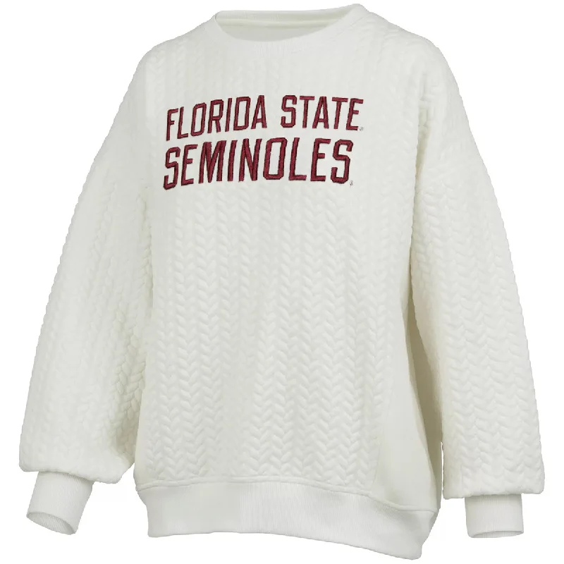 Evening Elegance Pressbox Women's Florida State Seminoles Oversized Pierced Fleece - Ivory