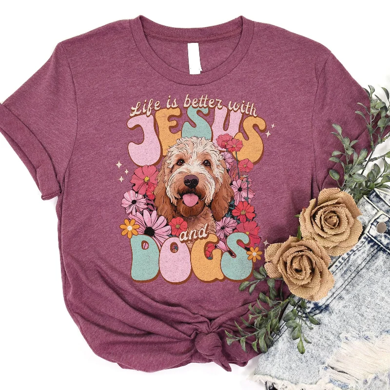 Dive Into Trendy Women's Fashion Life Is Better With Jesus and Dogs Tee