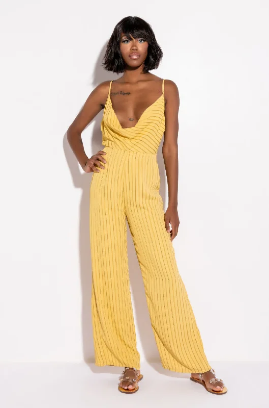 The Latest Trends ALL IN STRIPES COWL NECK JUMPSUIT