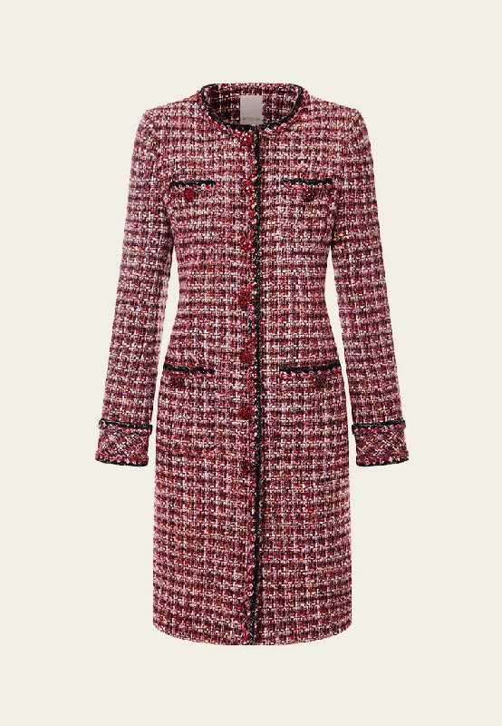 Insane Discount Onslaught Contrasting-trim Checked Tweed Coat