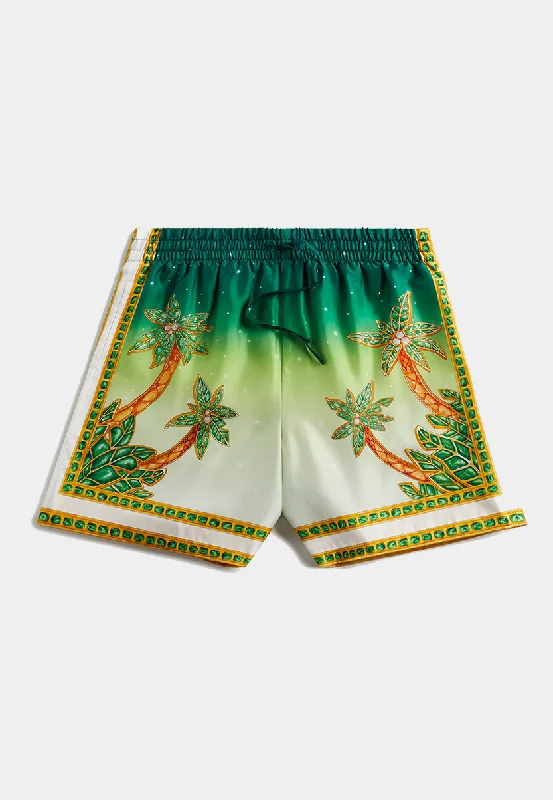 Chic Allure Casablanca Unisex Silk Shorts With Drawstrings Joyaux D'Afrique Green