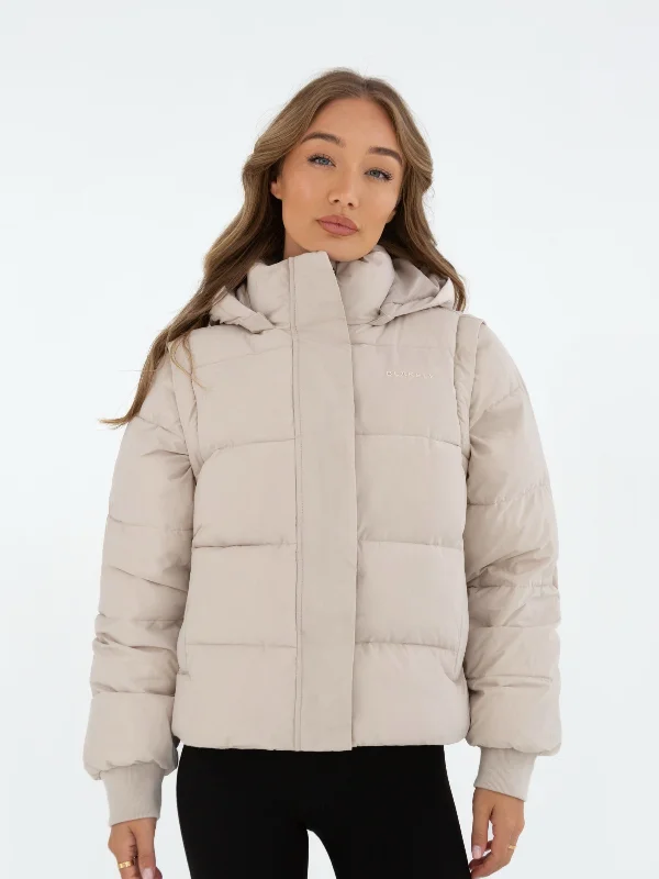 Urban Femme Streetwear Multiway Puffer Coat 2 - Chalk