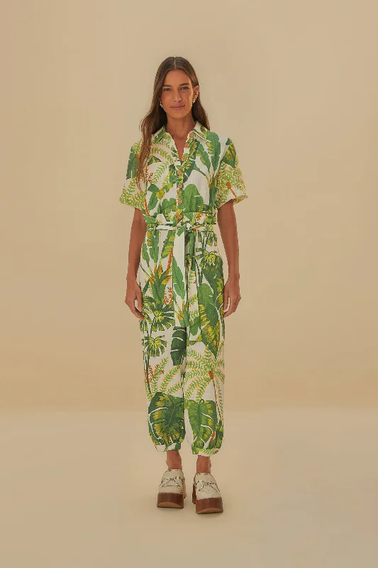 Big Discounts Tropical Forest Off-White Jumpsuit