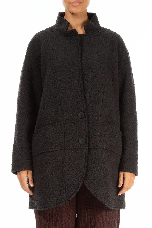 Save Big Collar Dark Chocolate Plush Wool Cotton Jacket-Coat