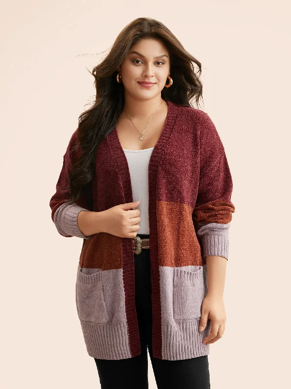 Trendsetter's Closet Colorblock Contrast Patch Pocket Cardigan