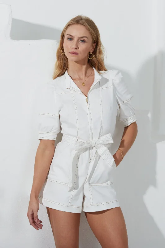 Find Your Unique Flair Ava White Zip Up Playsuit