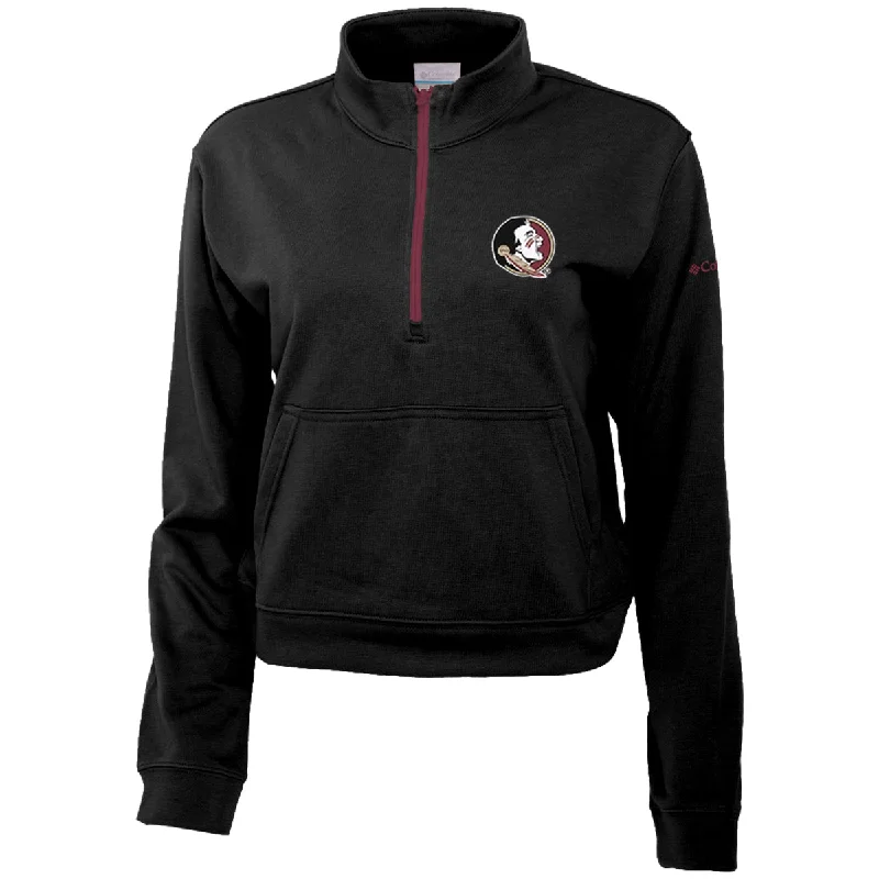 Holiday Glam Columbia Women's Seminole Logo Trek French Terry 1/2 Zip Fleece - Black