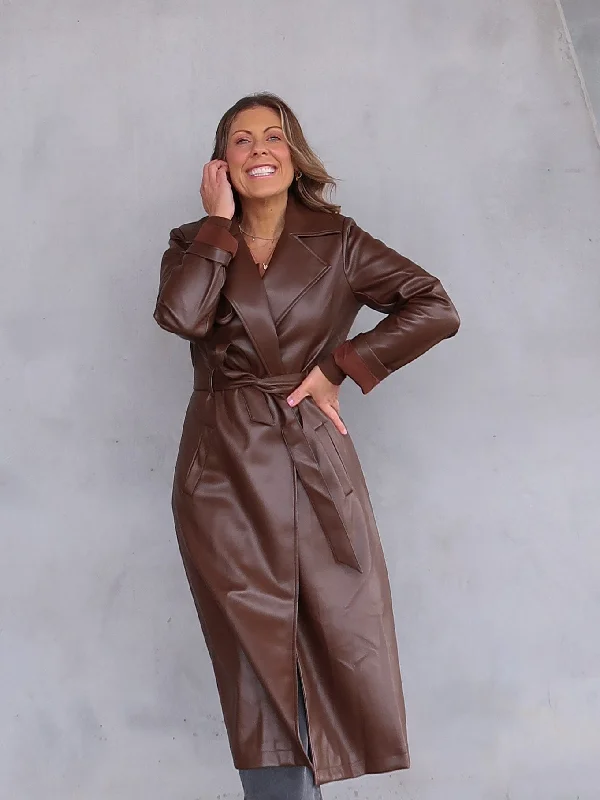 Lightweight Fabric Tyra Trench Coat - Chocolate