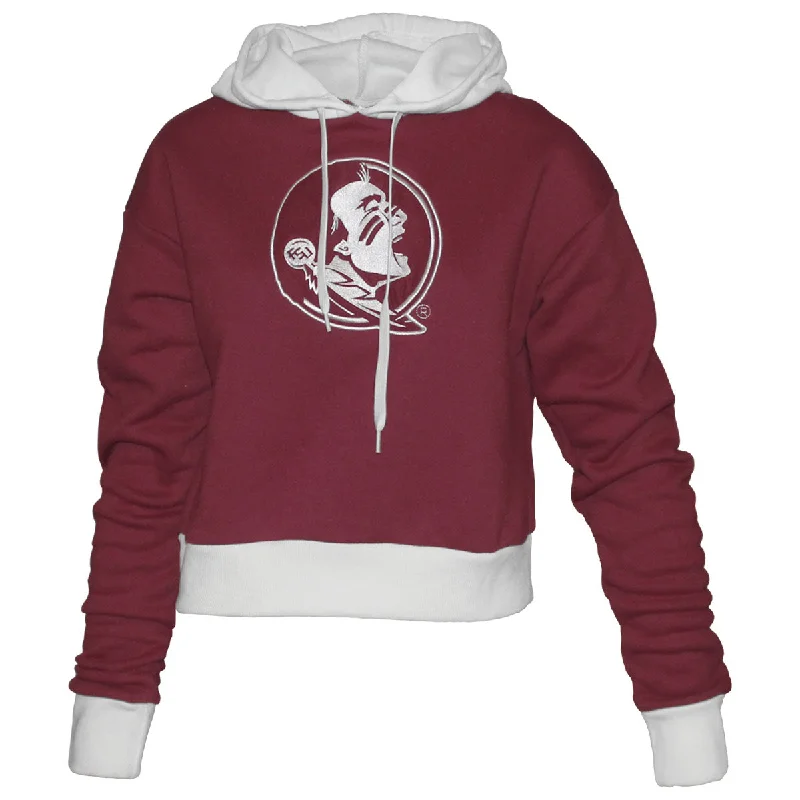 Seasonal Sale Emerson Street Women's Seminole Logo Crop Hood - Garnet/White